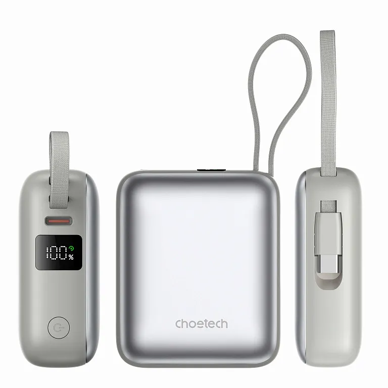Павербанк Choetech Mini PD35W 10000mAh Power Bank with USB-C input/output Cable Silver
