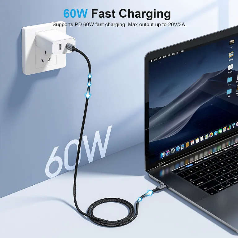 Кабель Choetech PD 60W USB-C to USB-C Nylon Cable (2m) Black