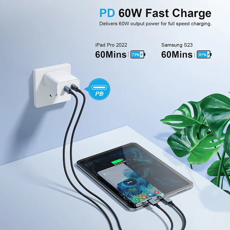 Кабель Choetech PD 60W USB-C to USB-C Nylon Cable (2m) Black