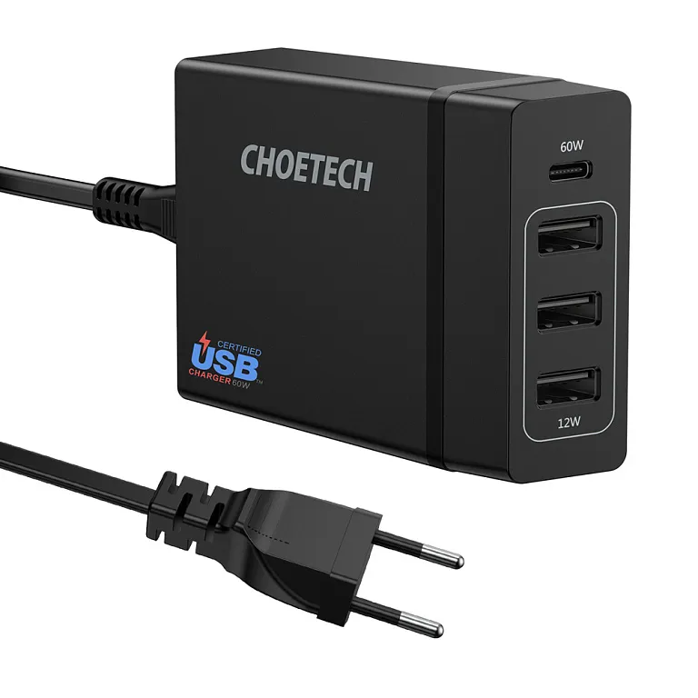 Мережевий зарядний пристрій Choetech PD 72W 3A+1C Wall Charger Black