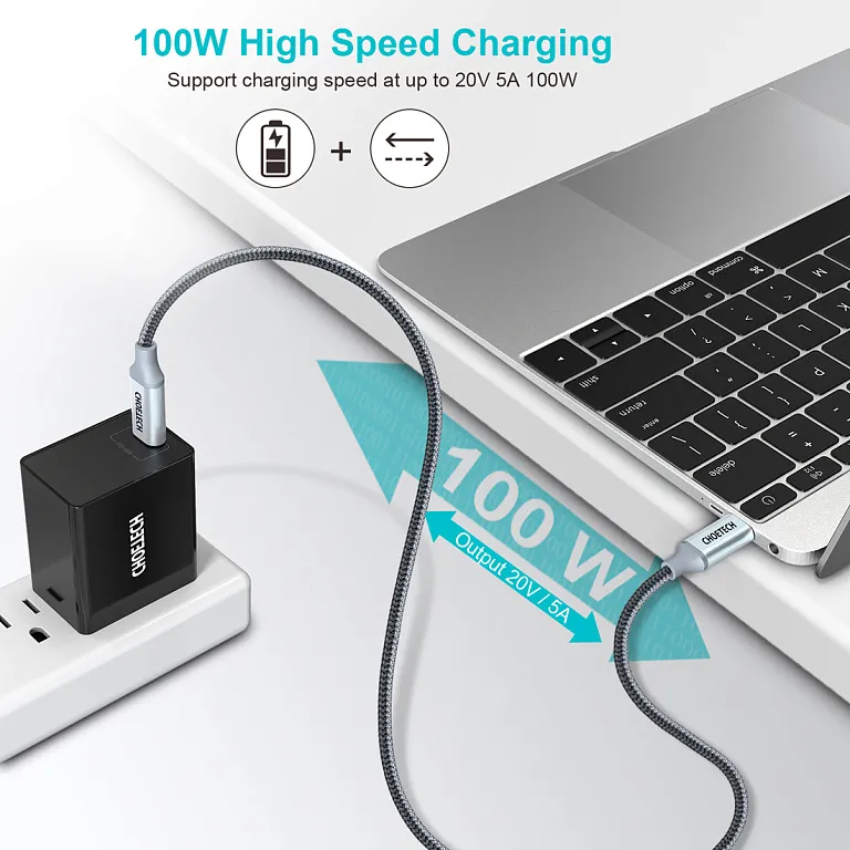 Кабель Choetech PD100W USB-C to USB-C Nylon Cable (1.8m) Black