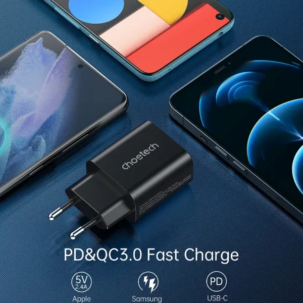 Мережевий зарядний пристрій Choetech USB-C 25W PPS Charger Black