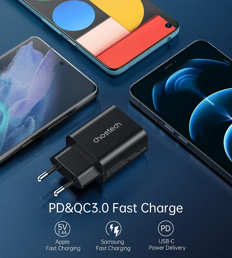 Мережевий зарядний пристрій Choetech USB-C 25W PPS Charger Black Chornyy