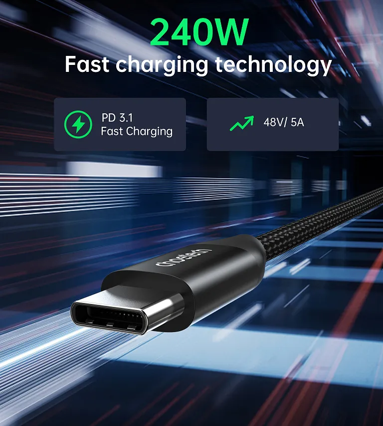 Кабель Choetech USB-C 3.1 240W Cable (2m) Black Chornyy