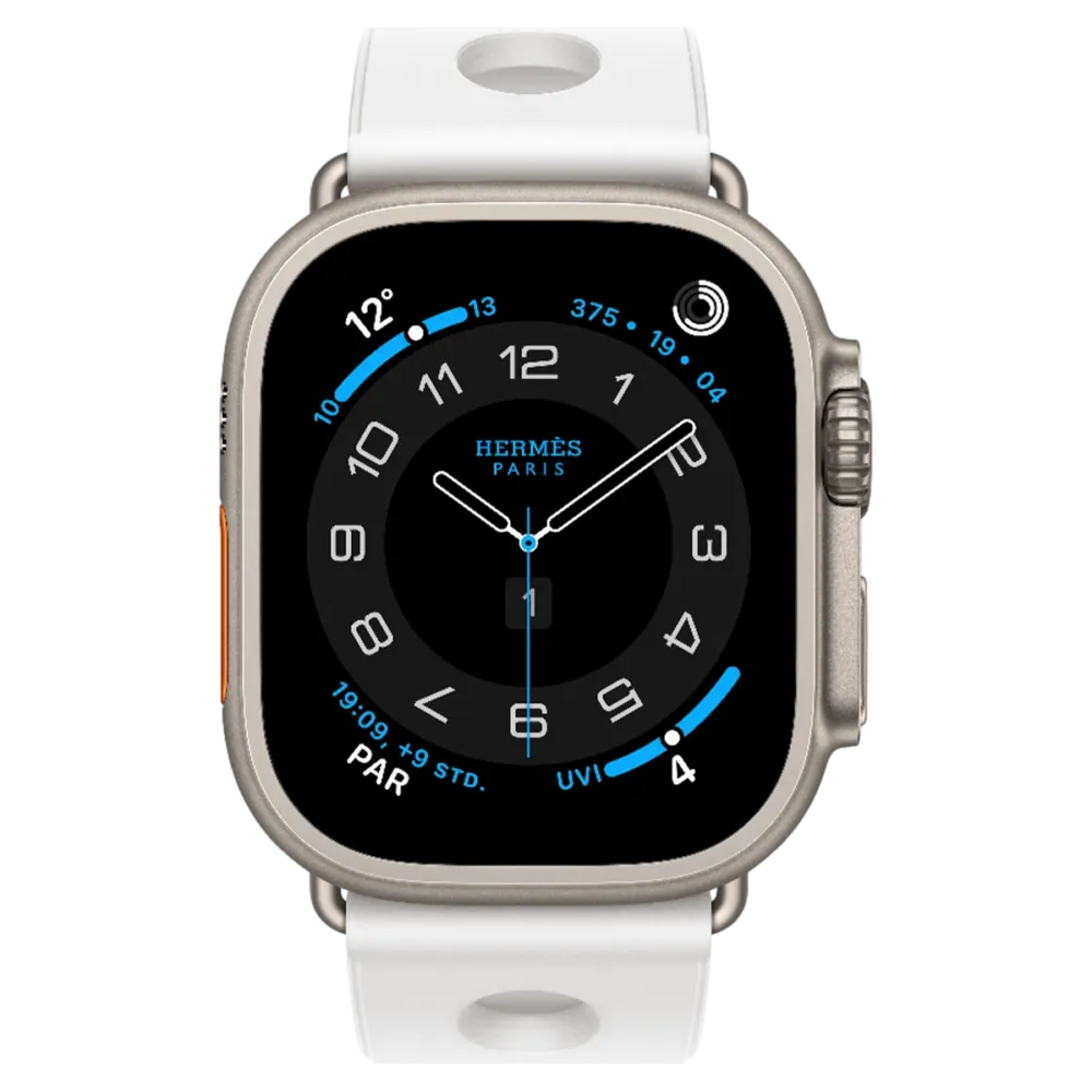 Apple Watch Hermès Ultra 3 GPS + Cellular 49mm Natural Titanium Case with Blanc Scub’H Diving