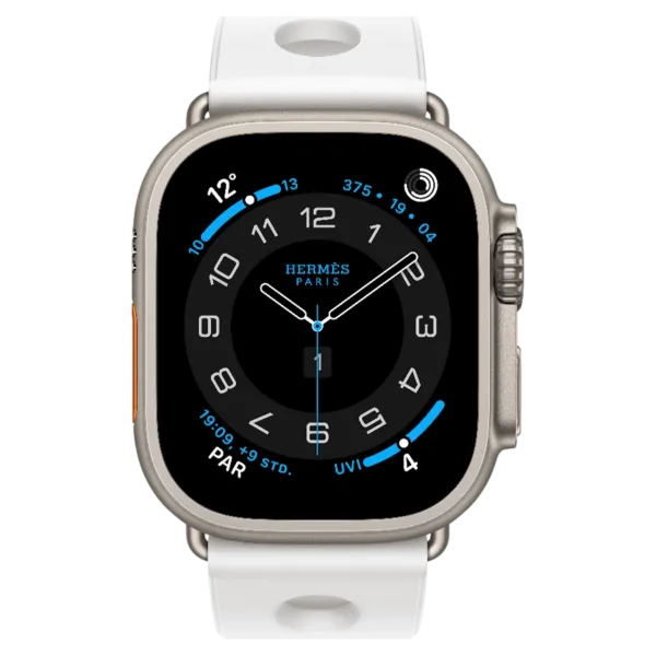 Apple Watch Hermès Ultra 3 GPS + Cellular 49mm Natural Titanium Case with Blanc Scub’H Diving