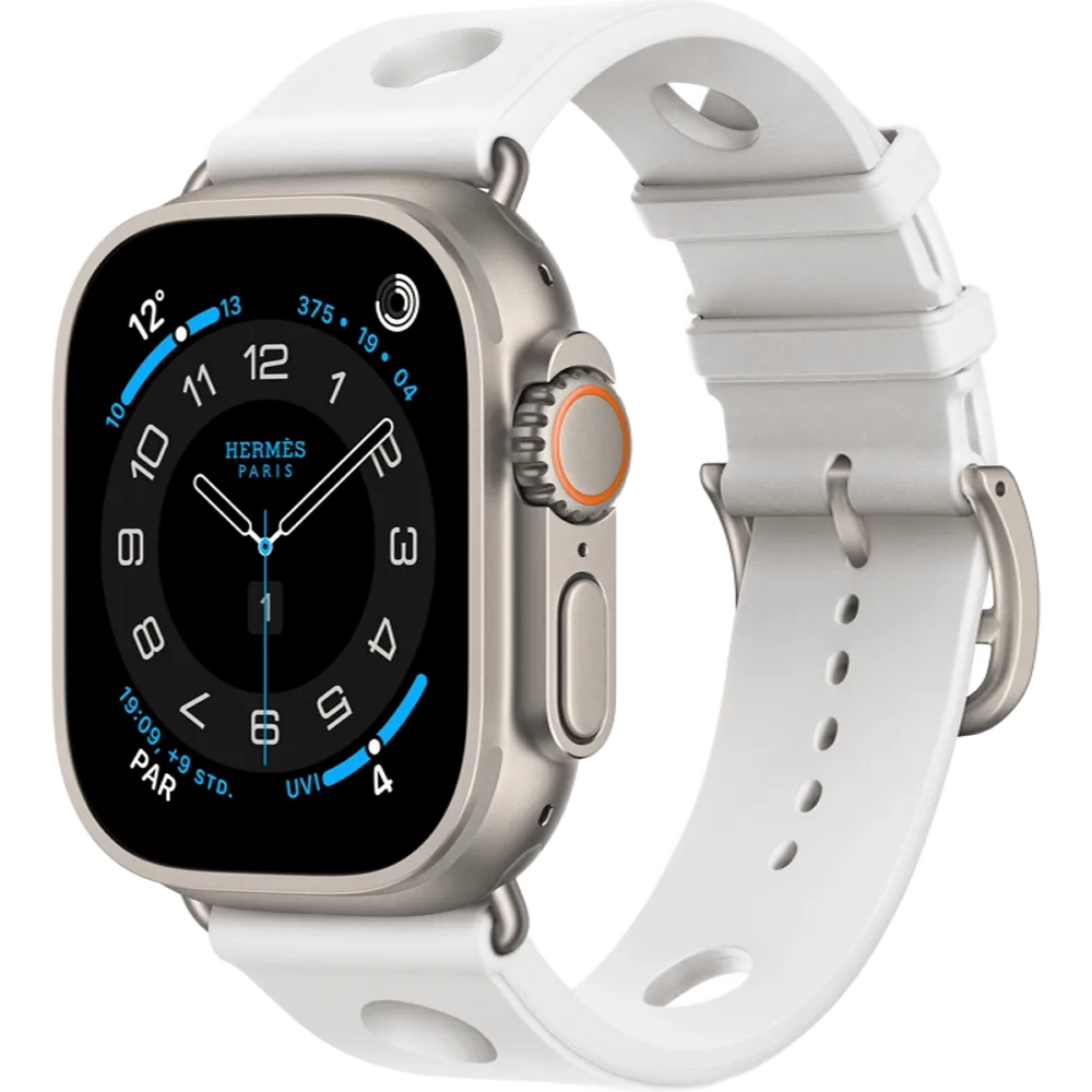 Apple Watch Hermès Ultra 3 GPS + Cellular 49mm Natural Titanium Case with Blanc Scub’H Diving