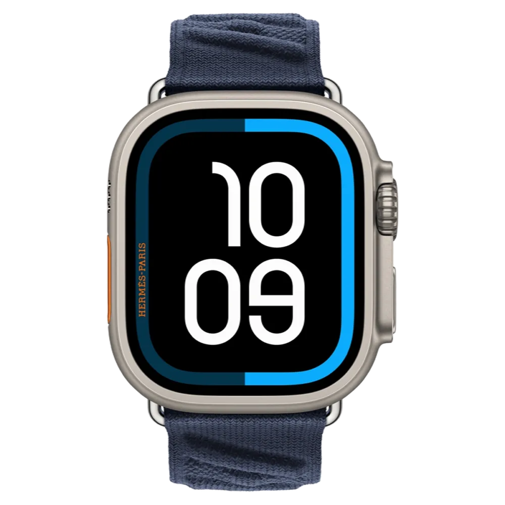 Apple Watch Hermès Ultra 3 GPS + Cellular 49mm Natural Titanium Case with Bleu Nuit En Mer