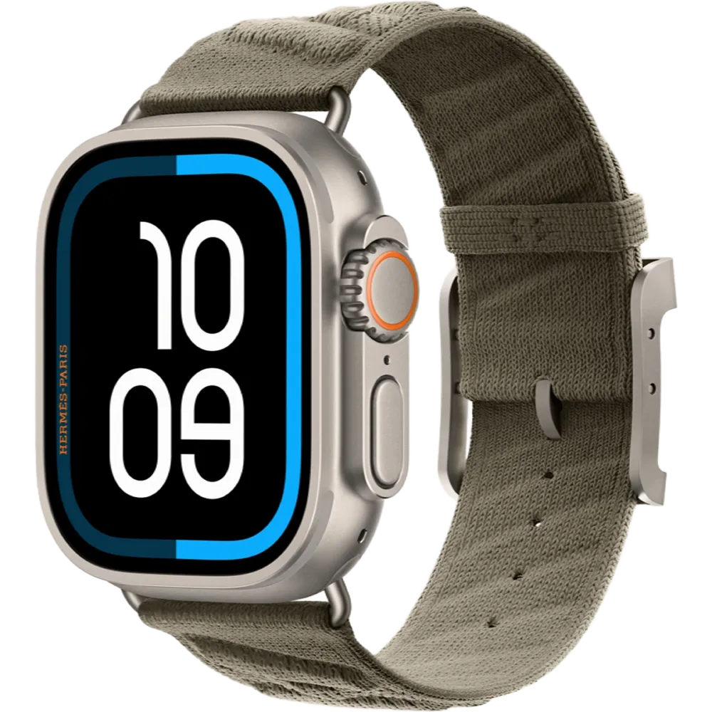 Apple Watch Hermès Ultra 3 GPS + Cellular 49mm Natural Titanium Case with Gris Titane En Mer