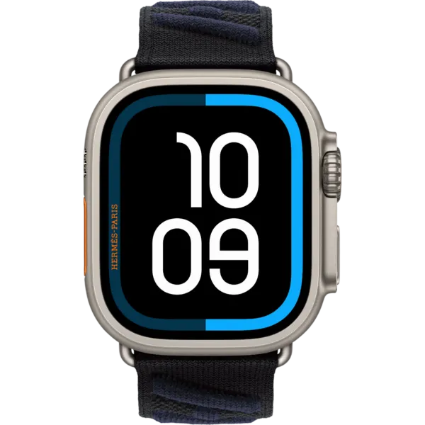 Apple Watch Hermès Ultra 3 GPS + Cellular 49mm Natural Titanium Case with Noir/Bleu Nuit En Mer