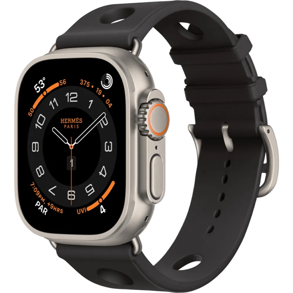 Apple Watch Hermès Ultra 3 GPS + Cellular 49mm Natural Titanium Case with Noir Scub’H Diving