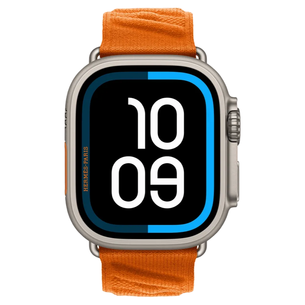Apple Watch Hermès Ultra 3 GPS + Cellular 49mm Natural Titanium Case with Orange En Mer