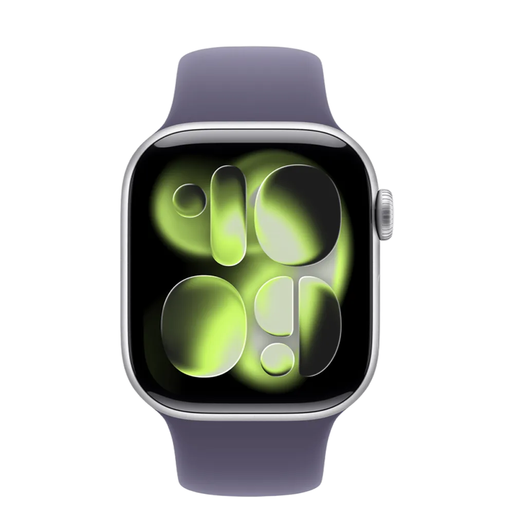Apple Watch Series 11 GPS 42mm Silver Aluminum Case with Purple Fog Sport Band - S/M