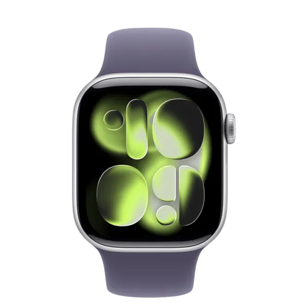 Apple Watch Series 11 GPS 42mm Silver Aluminum Case with Purple Fog Sport Band - S/M