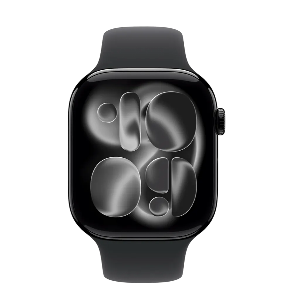 Apple Watch Series 11 GPS 46mm Jet Black Aluminum Case with Black Sport Band - M/L