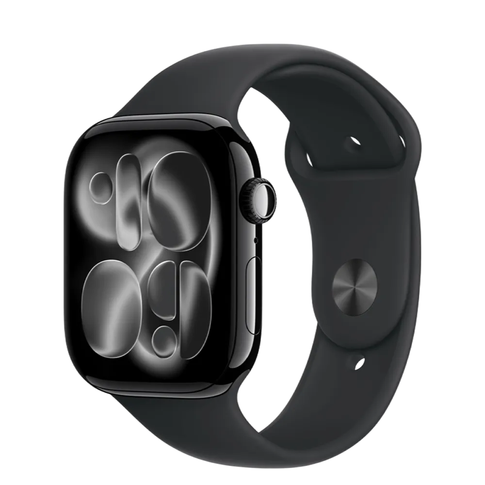 Apple Watch Series 11 GPS 46mm Jet Black Aluminum Case with Black Sport Band - S/M