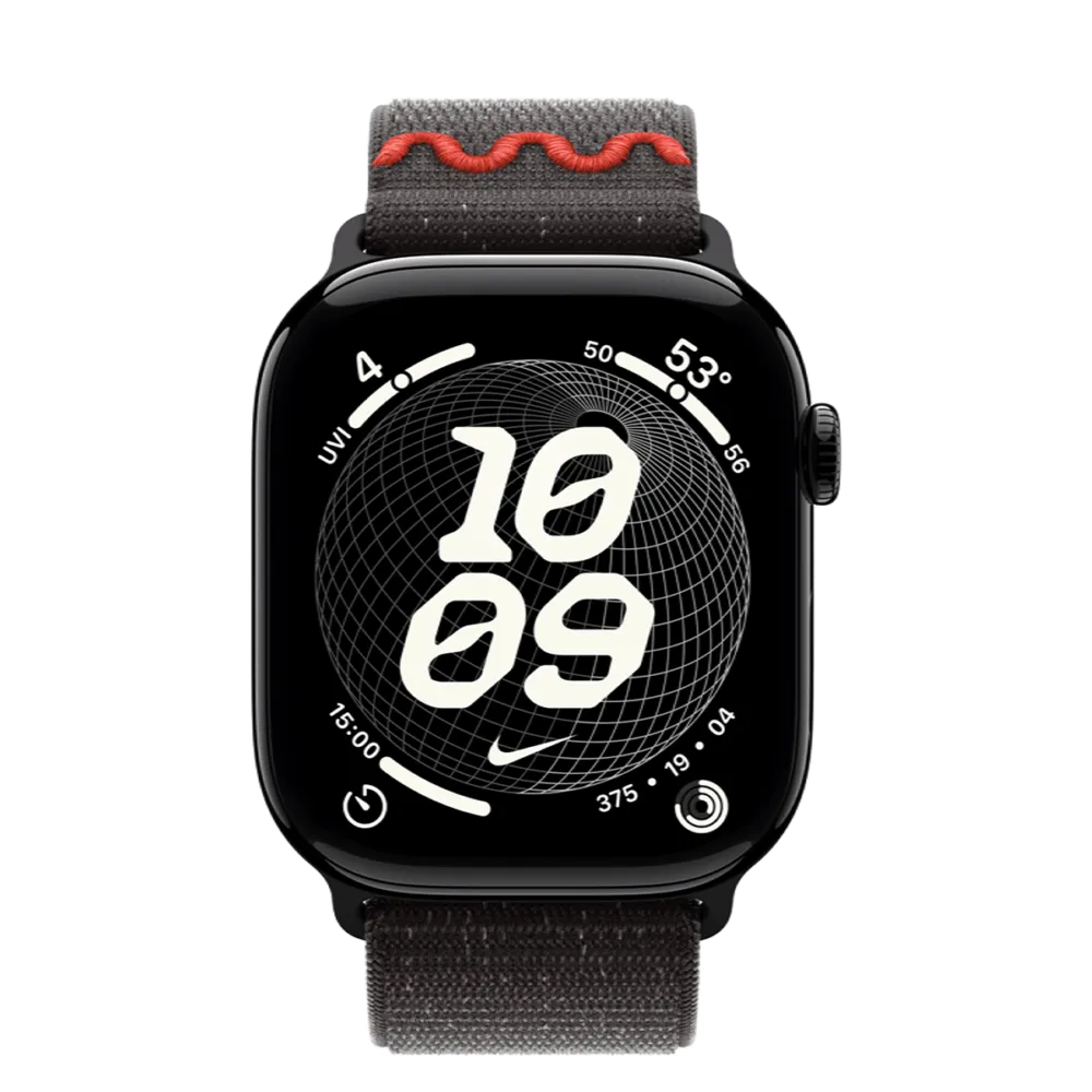 Apple Watch Series 11 GPS 46mm Jet Black Aluminum Case with Midnight Black Nike Sport Loop