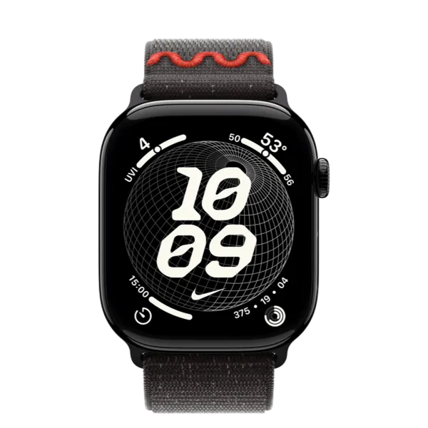 Apple Watch Series 11 GPS 46mm Jet Black Aluminum Case with Midnight Black Nike Sport Loop
