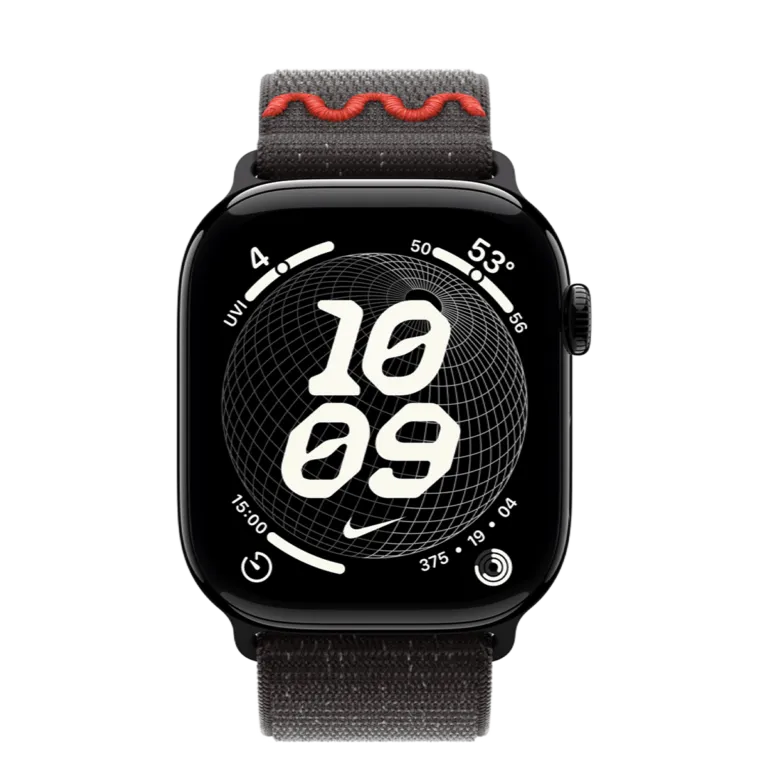 Apple Watch Series 11 GPS 46mm Jet Black Aluminum Case with Midnight Black Nike Sport Loop