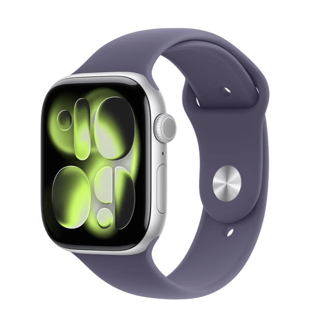 Apple Watch Series 11 GPS 46mm Silver Aluminum Case with Purple Fog Sport Band - M/L