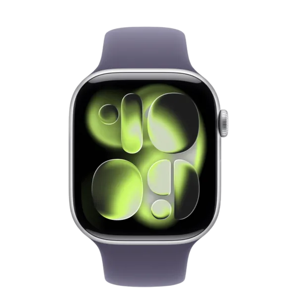 Apple Watch Series 11 GPS 46mm Silver Aluminum Case with Purple Fog Sport Band - S/M
