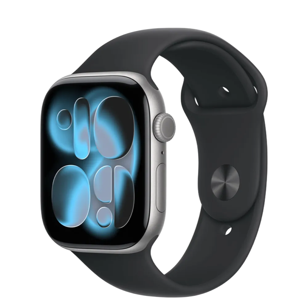 Apple Watch Series 11 GPS 46mm Space Gray Aluminum Case with Black Sport Band - S/M