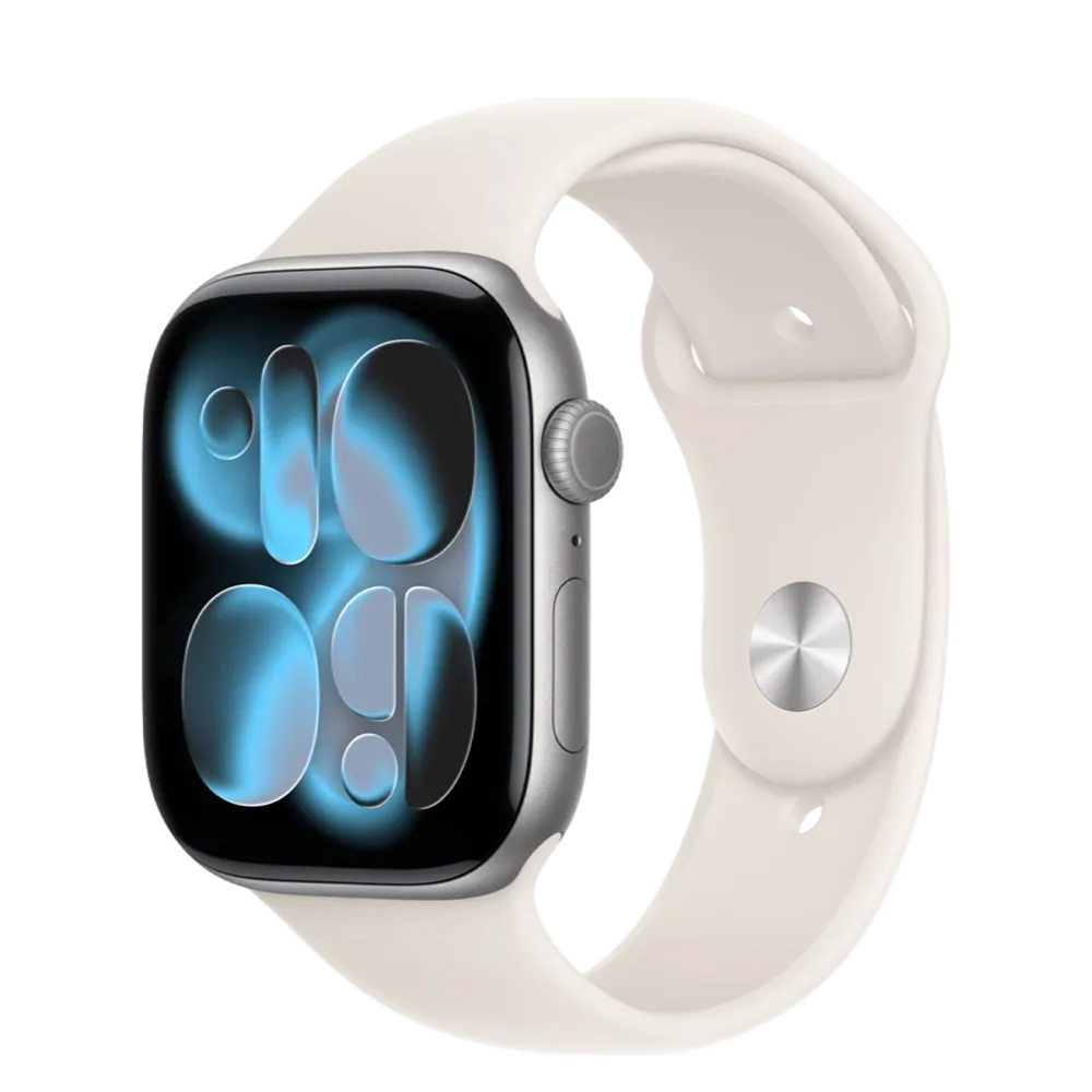 Apple Watch Series 11 GPS 46mm Space Gray Aluminum Case with Starlight Sport Band - M/L