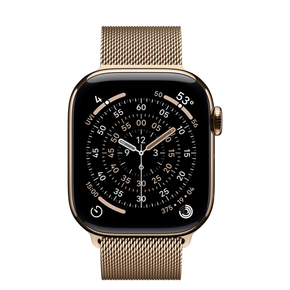 Apple Watch Series 11 GPS + Cellular 42mm Gold Titanium Case with Gold Milanese Loop