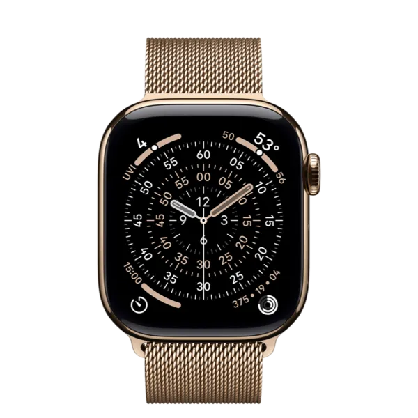 Apple Watch Series 11 GPS + Cellular 42mm Gold Titanium Case with Gold Milanese Loop