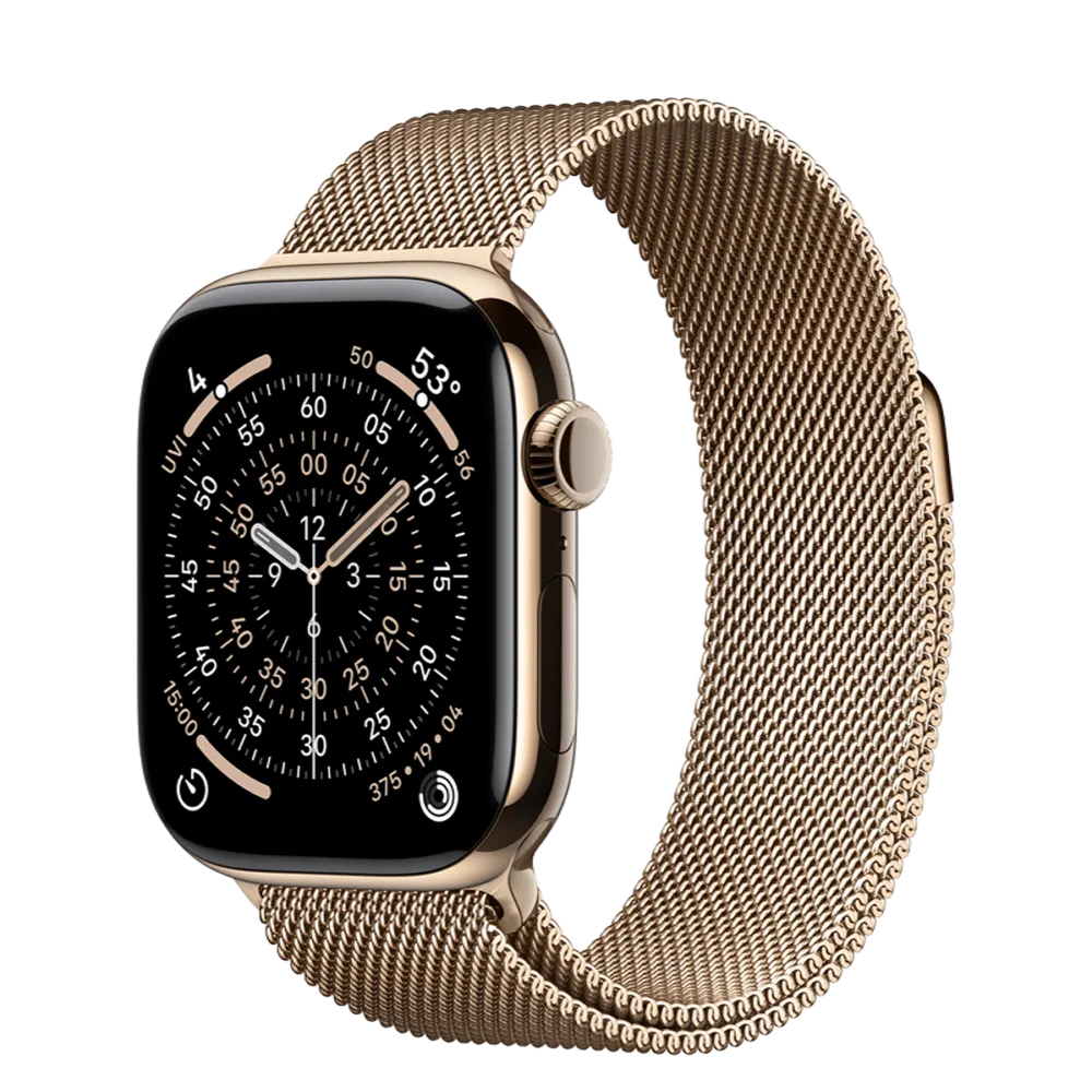 Apple Watch Series 11 GPS + Cellular 42mm Gold Titanium Case with Gold Milanese Loop