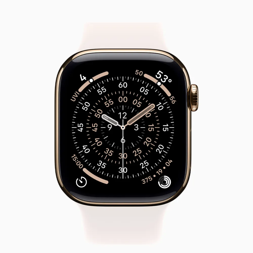 Apple Watch Series 11 GPS + Cellular 42mm Gold Titanium Case with Light Blush Sport Band - M/L