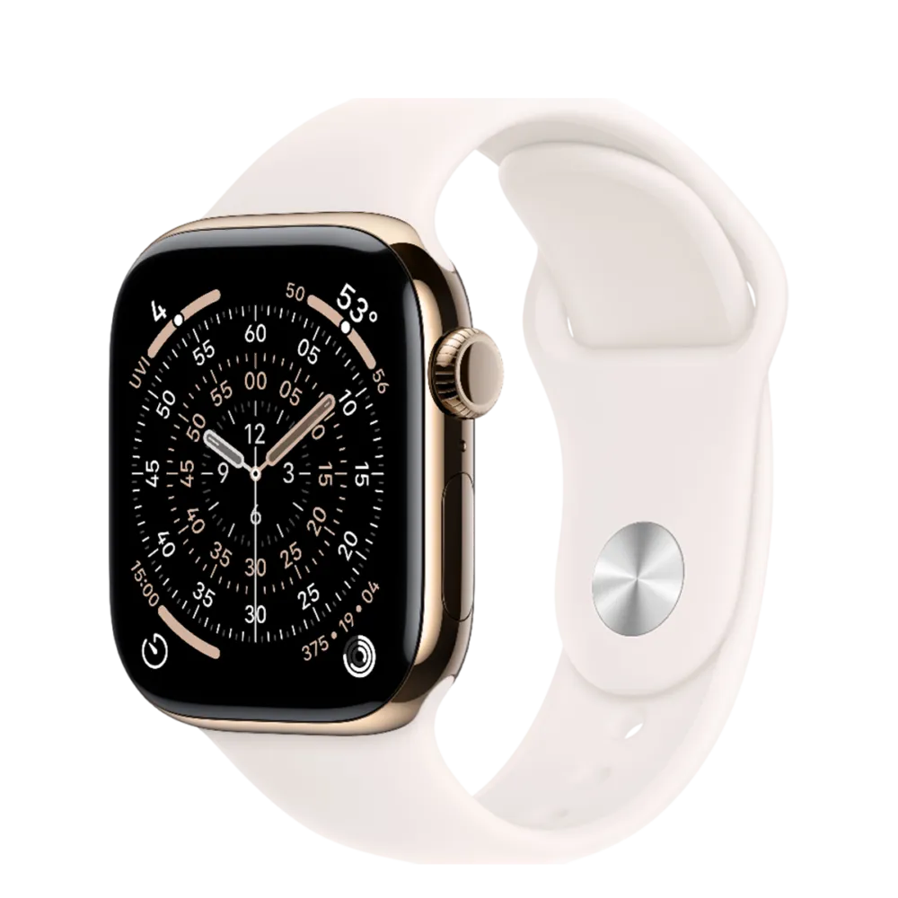 Apple Watch Series 11 GPS + Cellular 42mm Gold Titanium Case with Light Blush Sport Band - M/L
