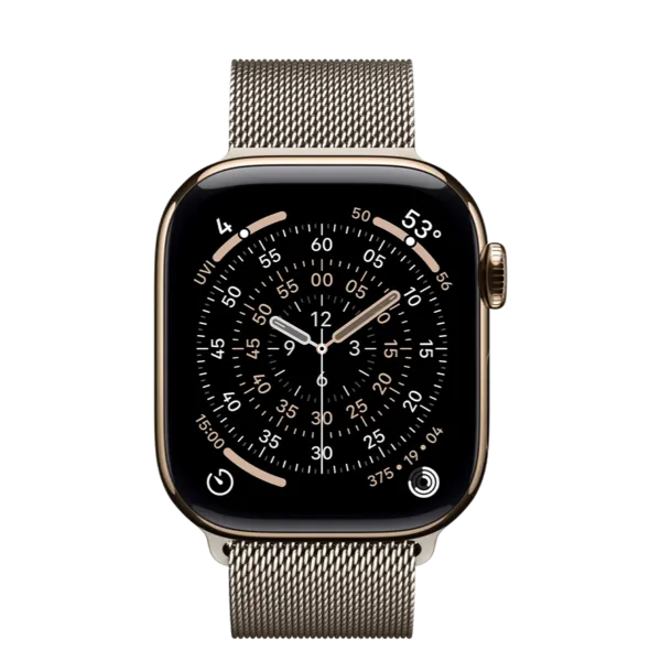 Apple Watch Series 11 GPS + Cellular 42mm Gold Titanium Case with Natural Milanese Loop