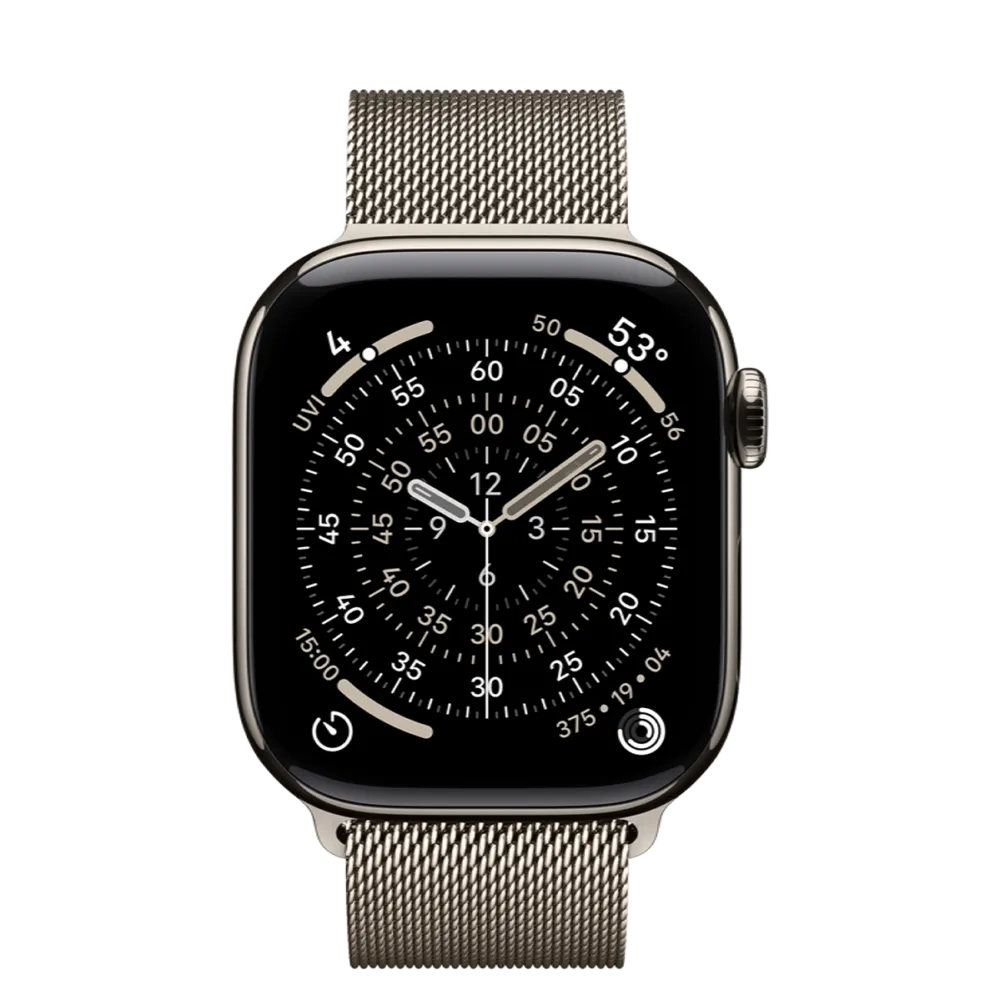 Apple Watch Series 11 GPS + Cellular 42mm Natural Titanium Case with Natural Milanese Loop