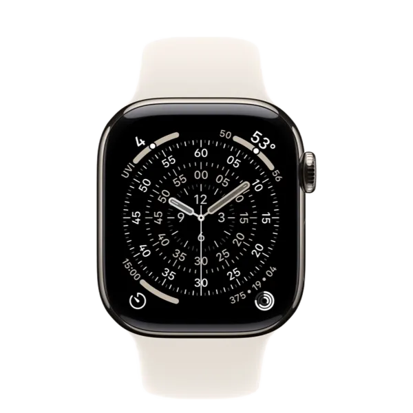 Apple Watch Series 11 GPS + Cellular 42mm Natural Titanium Case with Starlight Sport Band - S/M