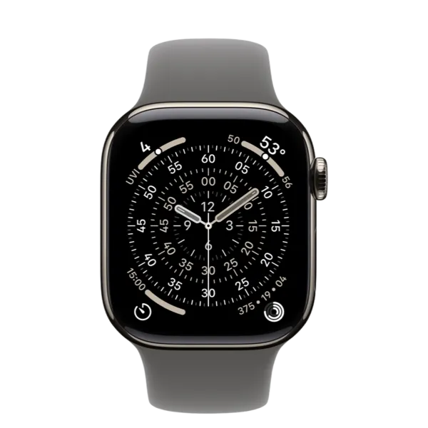 Apple Watch Series 11 GPS + Cellular 42mm Natural Titanium Case with Stone Gray Sport Band - S/M