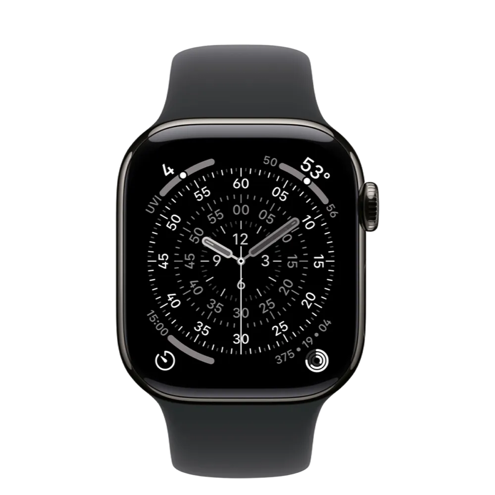Apple Watch Series 11 GPS + Cellular 42mm Slate Titanium Case with Black Sport Band - M/L