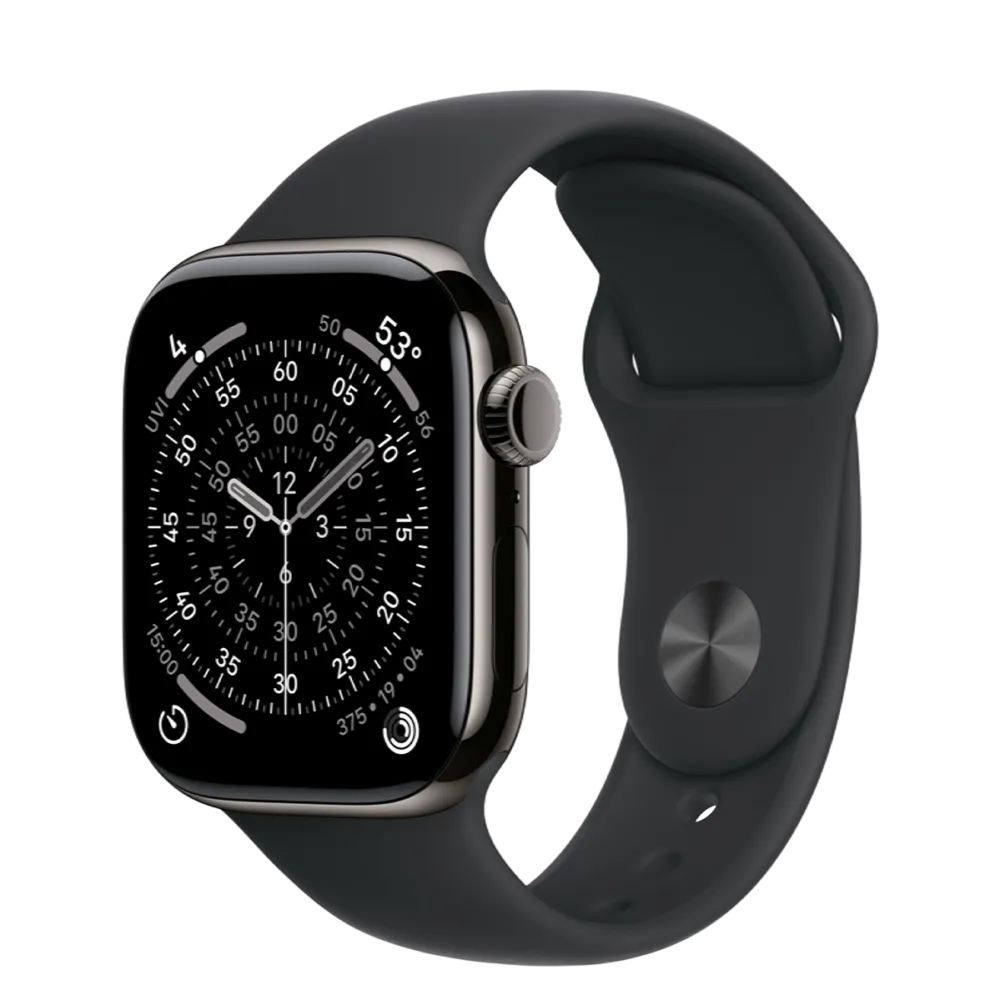 Apple Watch Series 11 GPS + Cellular 42mm Slate Titanium Case with Black Sport Band - M/L
