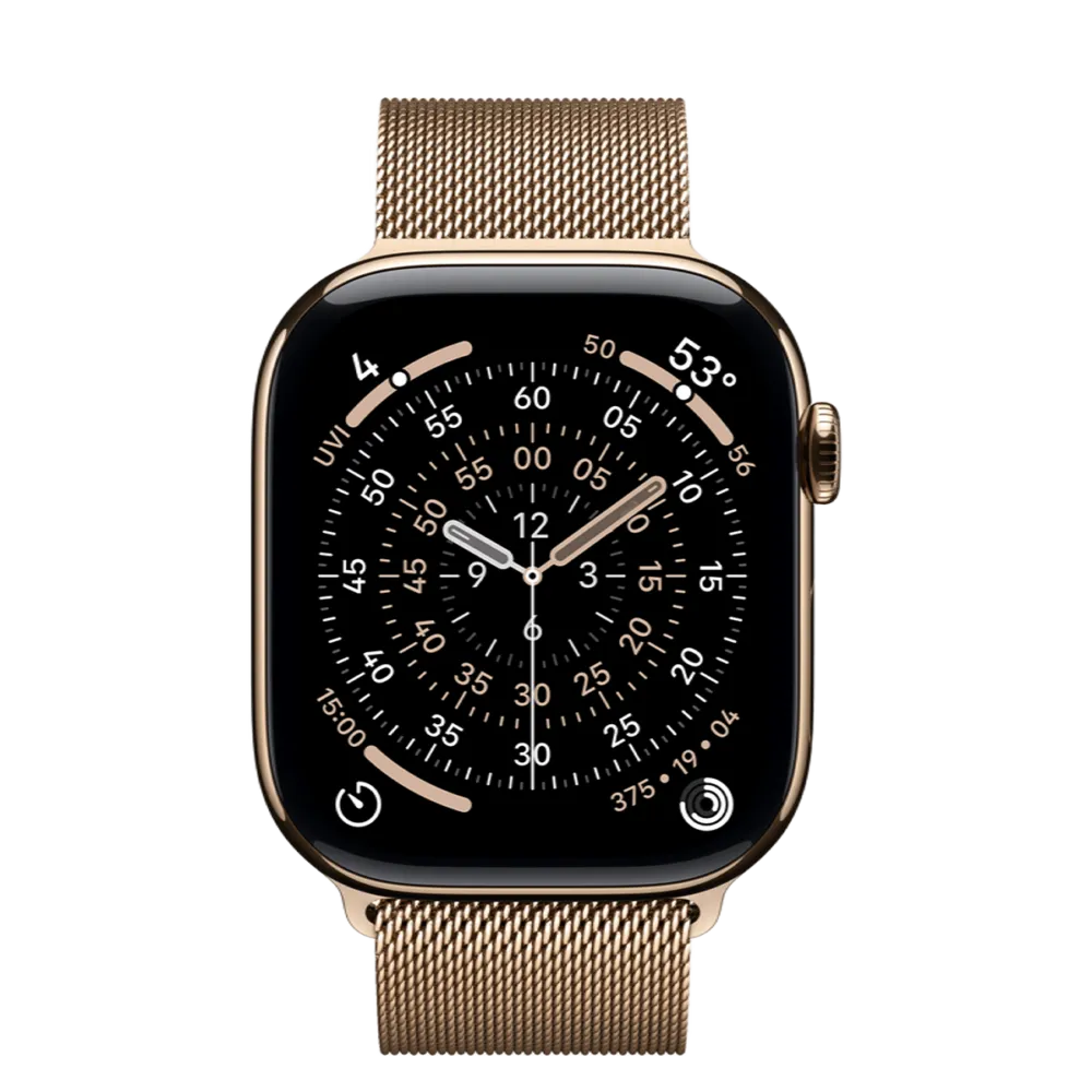 Apple Watch Series 11 GPS + Cellular 46mm Gold Titanium Case with Gold Milanese Loop - M/L