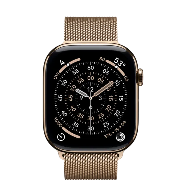 Apple Watch Series 11 GPS + Cellular 46mm Gold Titanium Case with Gold Milanese Loop - M/L