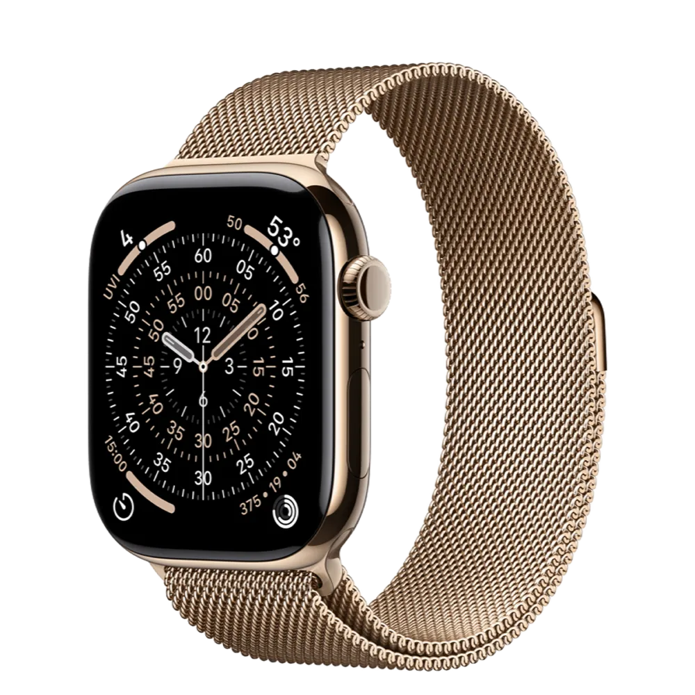 Apple Watch Series 11 GPS + Cellular 46mm Gold Titanium Case with Gold Milanese Loop - M/L