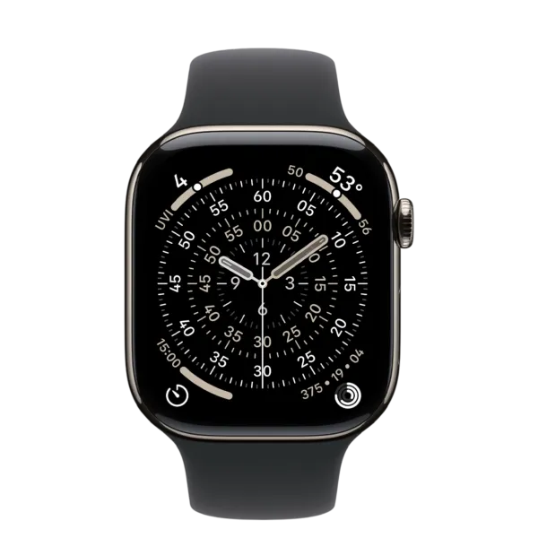 Apple Watch Series 11 GPS + Cellular 46mm Natural Titanium Case with Black Sport Band - M/L