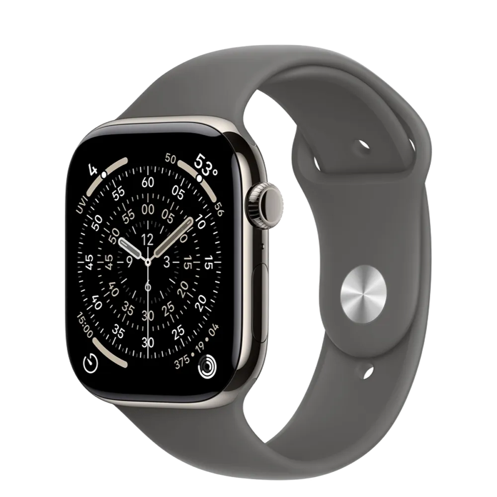 Apple Watch Series 11 GPS + Cellular 46mm Natural Titanium Case with Stone Gray Sport Band - M/L