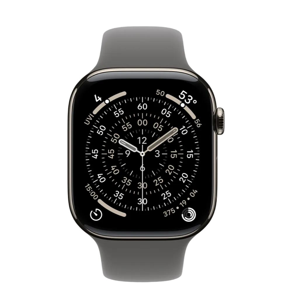 Apple Watch Series 11 GPS + Cellular 46mm Natural Titanium Case with Stone Gray Sport Band - M/L