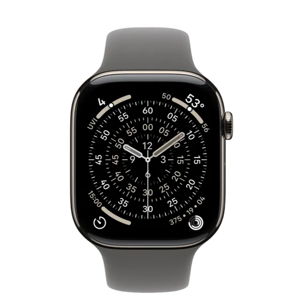 Apple Watch Series 11 GPS + Cellular 46mm Natural Titanium Case with Stone Gray Sport Band - M/L