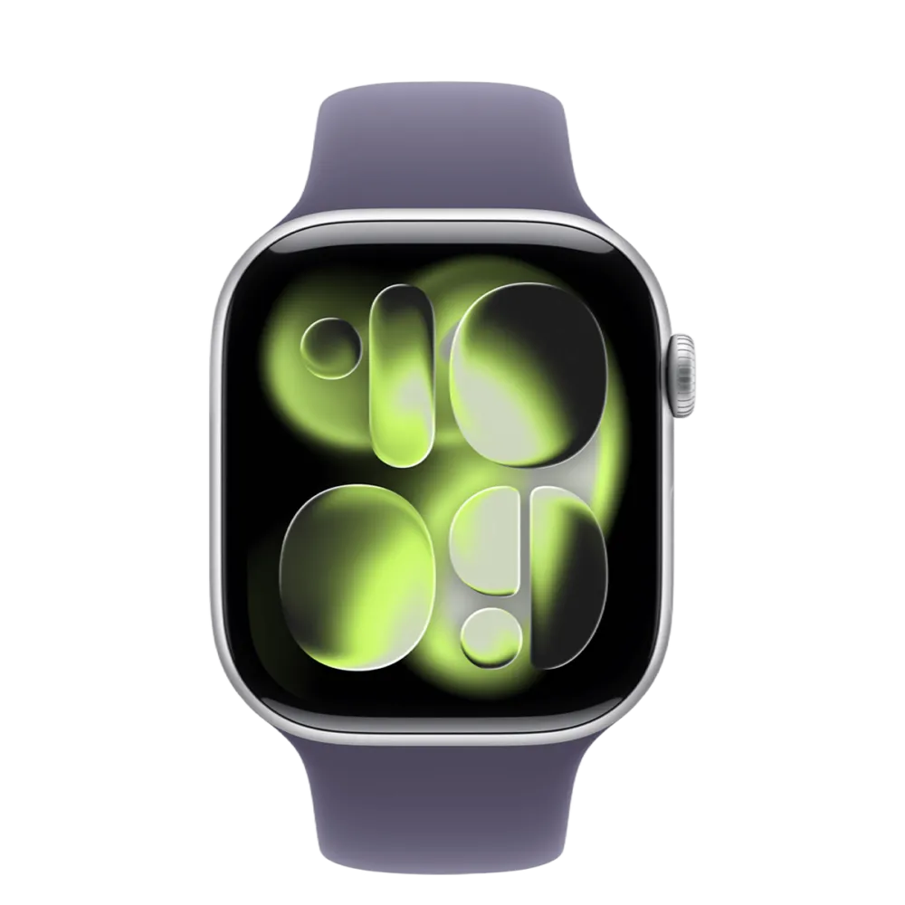 Apple Watch Series 11 GPS + Cellular 46mm Silver Aluminum Case with Purple Fog Sport Band - M/L