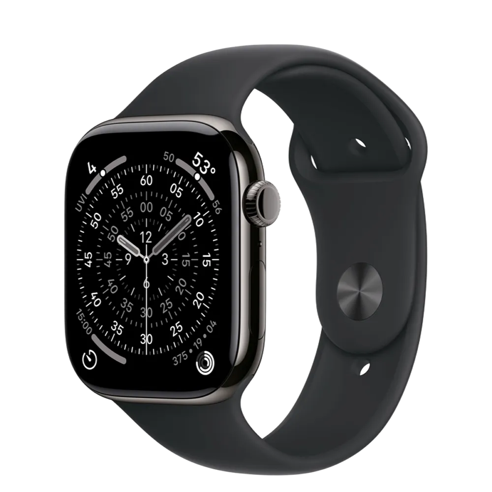 Apple Watch Series 11 GPS + Cellular 46mm Slate Titanium Case with Black Sport Band - M/L