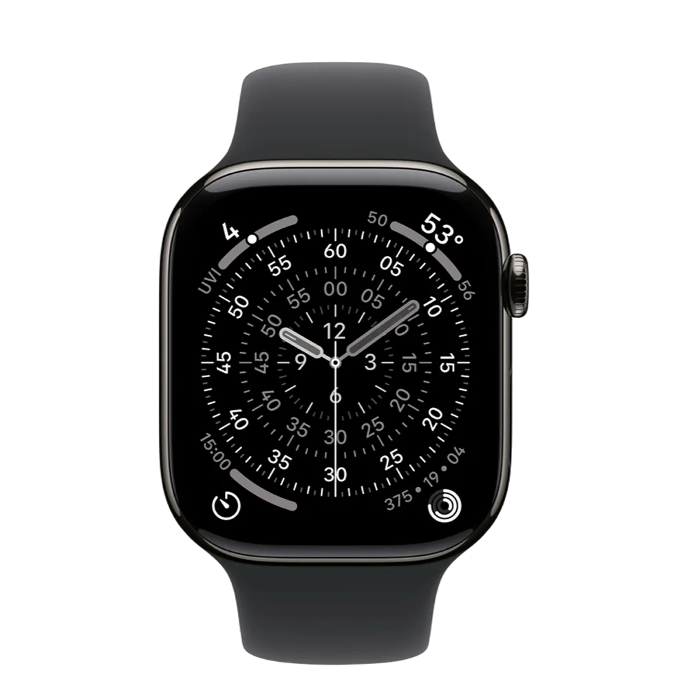 Apple Watch Series 11 GPS + Cellular 46mm Slate Titanium Case with Black Sport Band - M/L