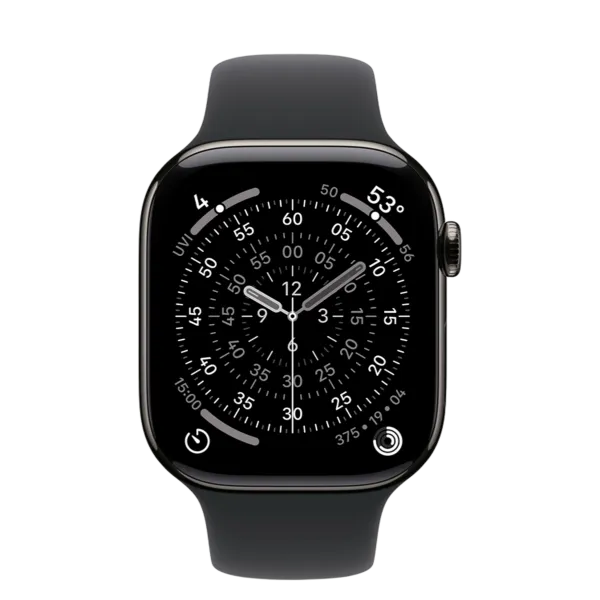 Apple Watch Series 11 GPS + Cellular 46mm Slate Titanium Case with Black Sport Band - M/L