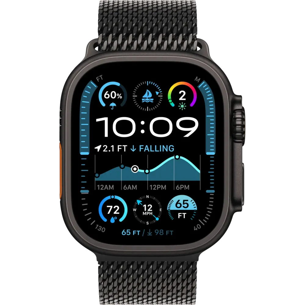 Apple Watch Ultra 2 2024 GPS + Cellular 49mm Black Titanium Case with Black Titanium Milanese Loop - Large